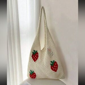 Trends Lightweight,Casual Cute Cartoon Strawberry Pattern Crochet Bag
